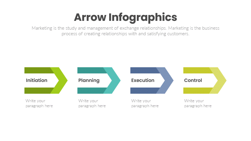 Arrow Infographics presentation template by Formatworks for presentation in powerpoint, google slides, prezi, canva and more. Download now.